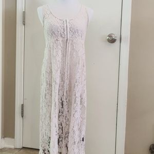 LA Hearts Cream Lace Long Vest